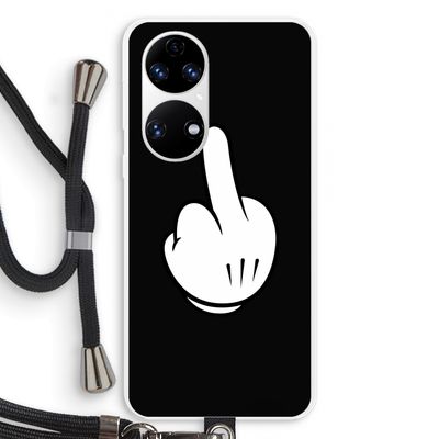 Middle finger black: Huawei P50 Transparant Hoesje met koord