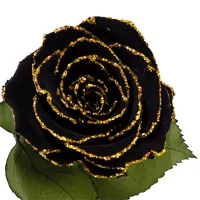 Longlife roos zwart gouden glitter Longlife roos zwart gouden glitter