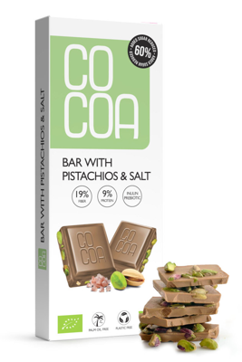 Cocoa Chocolade Pistachios & Salt Reep