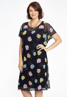 Yoek Jurk wide BEAUTY | Zwart | Maat 54/56