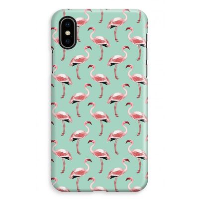 Flamingoprint groen: iPhone XS Max Volledig Geprint Hoesje