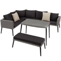 tectake® - Wicker lounge Pula met aluminium frame - grijs - 404792 - thumbnail