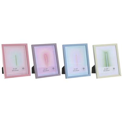 Fotolijsten Home ESPRIT Blauw Groen Kristal Hout MDF Stads (4 Stuks)