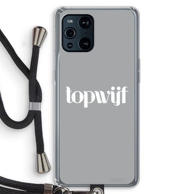 Topwijf Grijs Wit: Oppo Find X3 Pro Transparant Hoesje met koord