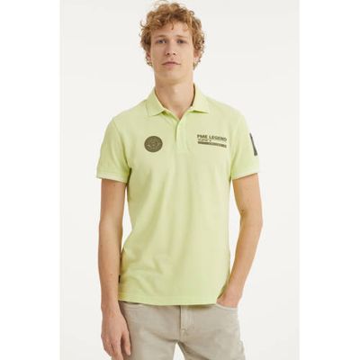 PME Legend gemêleerde slim fit polo met contrastbies lime