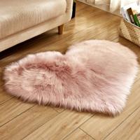Liefde hart tapijten kunstmatige wol schapenvacht harige tapijt faux vloer mat bont Plain pluizig zachte gebied rug Tapetes grootte: 70 * 90cm (roze)