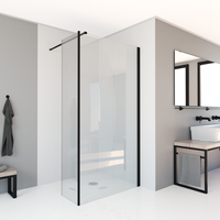 Douche zijwand SaniClear Redro | 40x200 cm | Helder glas | Zwart mat beslag