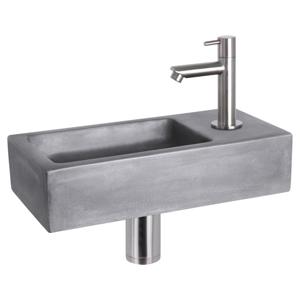 Differnz Ravo fonteinset beton donkergrijs - kraan recht - 38.5 x 18.5 x 9 cm - mat chroom