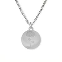 Gegraveerde geboortebloem ketting OUD DESIGN - Stainless steel - Zilver - 12 mm - November - chrysant