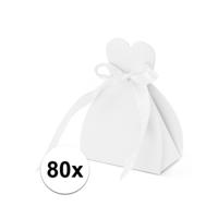 Cadeaudoosjes Bruid - Bruiloft bedankje - 80x stuks - wit - 7 x 9 cm