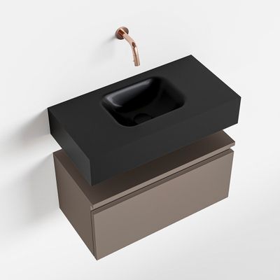 Toiletmeubel Mondiaz Andor | 60 cm | Meubelkleur Smoke | Lex vrijhangend wastafel Urban Midden | Zonder kraangat