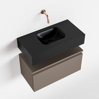 Toiletmeubel Mondiaz Andor | 60 cm | Meubelkleur Smoke | Lex vrijhangend wastafel Urban Midden | Zonder kraangat