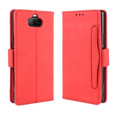 Voor Sony Xperia 8 portemonnee stijl huid voelen kalf patroon lederen draagtas met aparte kaartsleuf (rood)