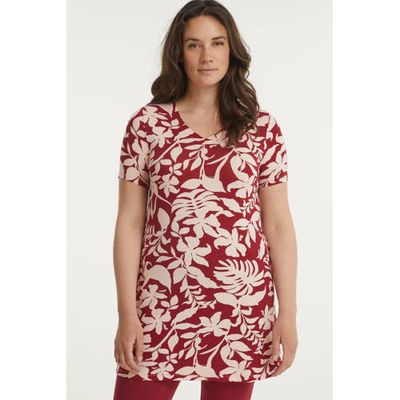 Yest tuniek Inarah met all over print rood/lichtroze Yest tuniek Inarah met all over print rood/lichtroze