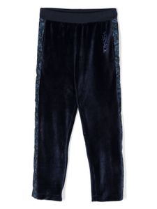 Versace Kids pantalon en velours à imprimé baroque - Bleu