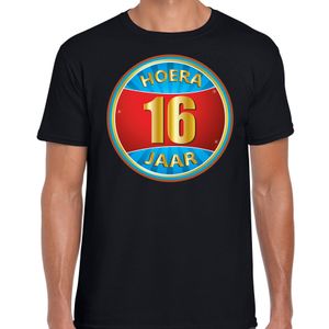 Verjaardagscadeau shirt hoera 16 jaar voor zwart voor heren 2XL  -