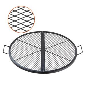 VEVOR Φ 910 x 25 mm X-Marks vuurplaatsgrillrooster, opvouwbaar rond grillrooster, zwaar uitgevoerd stalen kampvuur BBQ-grillrooster met handvat en steun