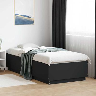 Bedframe bewerkt hout zwart 100x200 cm
