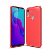 Geborsteld textuur Carbon Fiber schokbestendig TPU Case voor Huawei Honor 8A (rood)