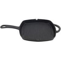 Vis bakken Grillpan - Vierkant - Gietijzer - zwart - D26 cm - Keuken bak pannen