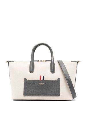 Thom Browne sac à main à étiquette tricolore signature - Tons neutres