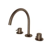 Wastafelmengkraan Hotbath Cobber 3 gats 2-hendel Gebogen 26.1 cm Verouderd Messing Living Colours