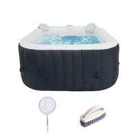 ALL-INCLUSIVE SPA KIT en accessoires: 4-persoons vierkante opblaasbare spa met 2 hoofdsteunen, filter, net, borstel, mat, afdekking