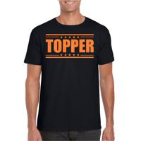 Verkleed T-shirt voor heren - topper - zwart - oranje glitters - feestkleding - thumbnail