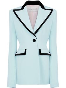 Nina Ricci blazer à bords en velours - Bleu