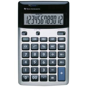 Texas Instruments TI-5018 SV Zakrekenmachine Zilver Aantal displayposities: 12 werkt op batterijen, werkt op zonne-energie (l x b) 170 mm x 105 mm