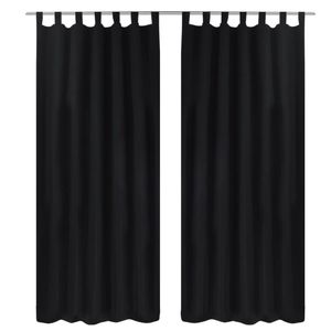 VidaXL Micro-satijnen gordijnen met ringen 140 x 225 cm 2 stuks (zwart)