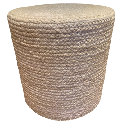 Poef gevlochten jute off-white ø40 / hg 40 cm