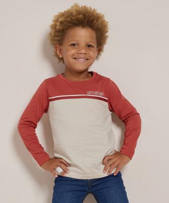 kleurblok top met witte naad