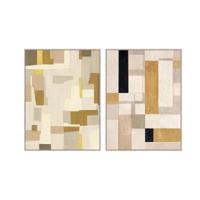 Schilderij Home ESPRIT Geel Beige Met reliëf Stads 90 x 4 x 120 cm (2 Stuks)