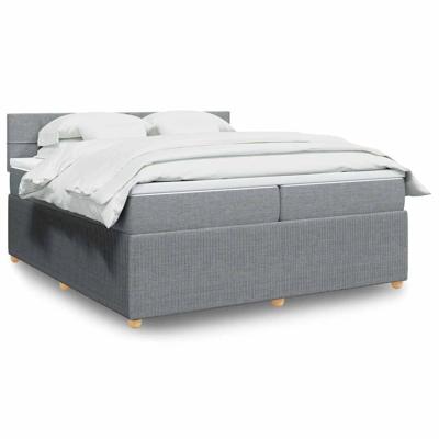 Boxspring met matras stof lichtgrijs 200x200 cm