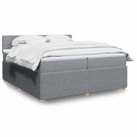 Boxspring met matras stof lichtgrijs 200x200 cm