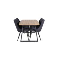 IncaNABL eethoek eetkamertafel uitschuifbare tafel lengte cm 160 / 200 el hout decor en 4 Velvet Deluxe eetkamerstal - thumbnail