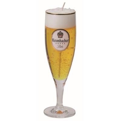 Bierglas kaars - Duits Krombacher bier - H20 cm - Vaderdag of verjaardag cadeau - Bierkaars