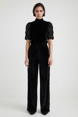 Palazzobroek van fluwelige stof - BLACK - M