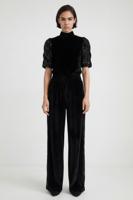 Palazzobroek van fluwelige stof - BLACK - M