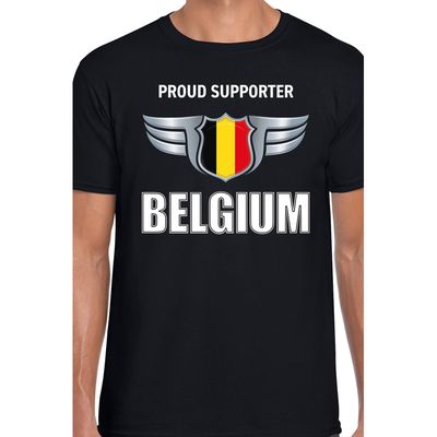 Proud supporter Belgium / Belgie t-shirt zwart voor heren Proud supporter Belgium / Belgie t-shirt zwart voor heren