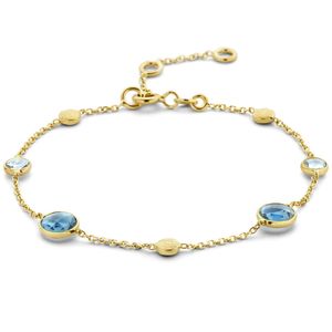 Armband Rondjes geelgoud-topaas london blue 16-19 cm