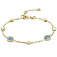 Armband Rondjes geelgoud-topaas london blue 16-19 cm