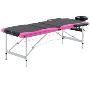 VidaXL Massagetafel inklapbaar 3 zones aluminium zwart en roze