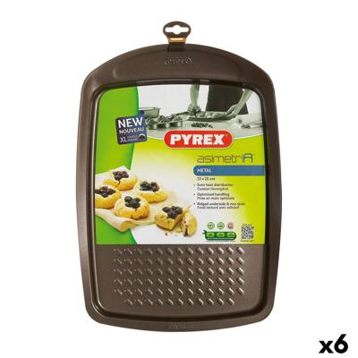 Oven Mould Pyrex Asimetria Rechthoekig Zwart Metaal 33 x 25 cm (6 Stuks)