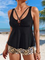 Printing Scoop Neck Casual Tankini