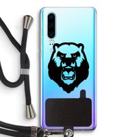 Angry Bear (black): Huawei P30 Transparant Hoesje met koord