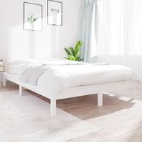 Bedframe massief hout wit 150x200 cm 5FT King Size