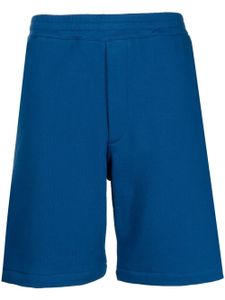 Alexander McQueen short de sport en coton à bande logo - Bleu