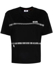 GCDS t-shirt à rayures strassées - Noir